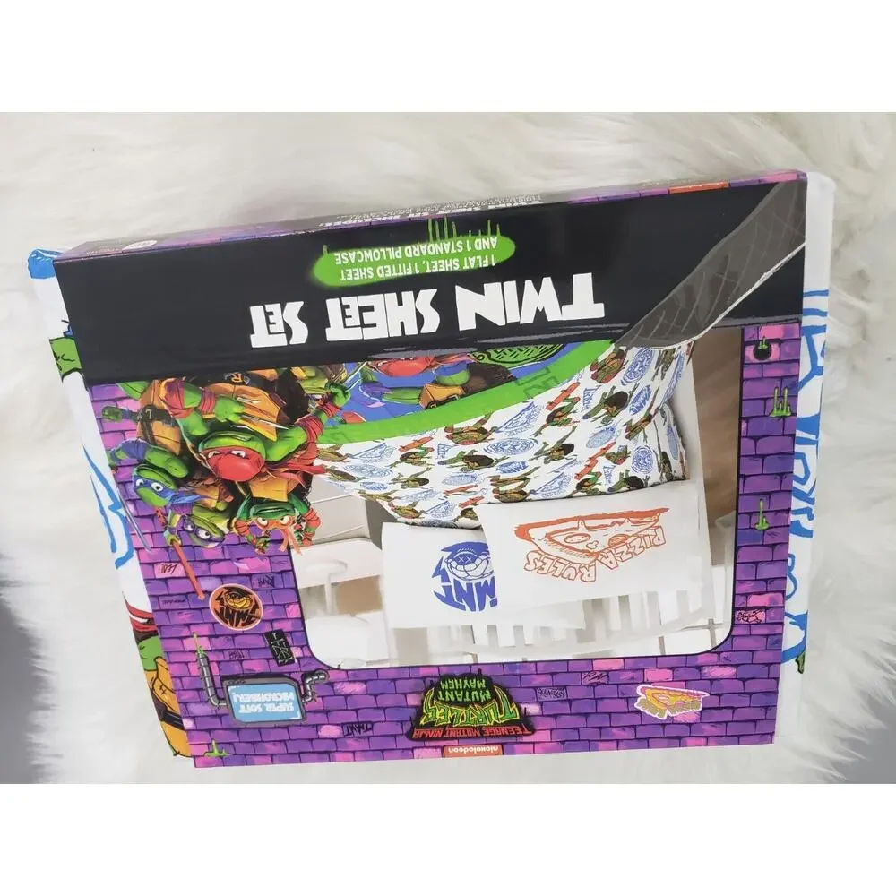 NEW Teenage Mutant Ninja Turtles TMNT Reversible Twin‎ Comforter AND Sheet Set